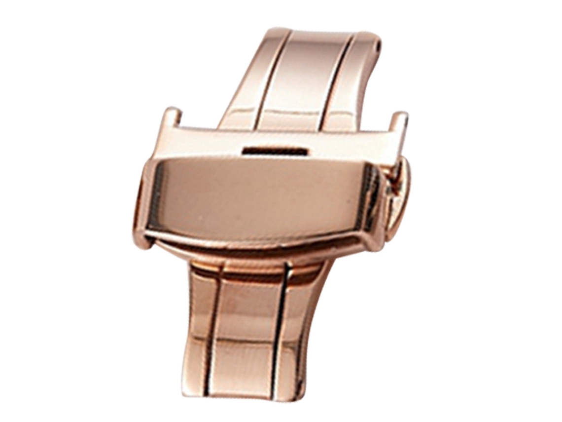 Correa De Reloj Acero Inoxidable Clasp Doble Botón Acero Rosa 16mm
