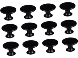Conjunto De 12 Puxadores Pretos Foscos Para Armários E Gavetas, Com Um Único Furo, Ideais Para Decoração De Interiores