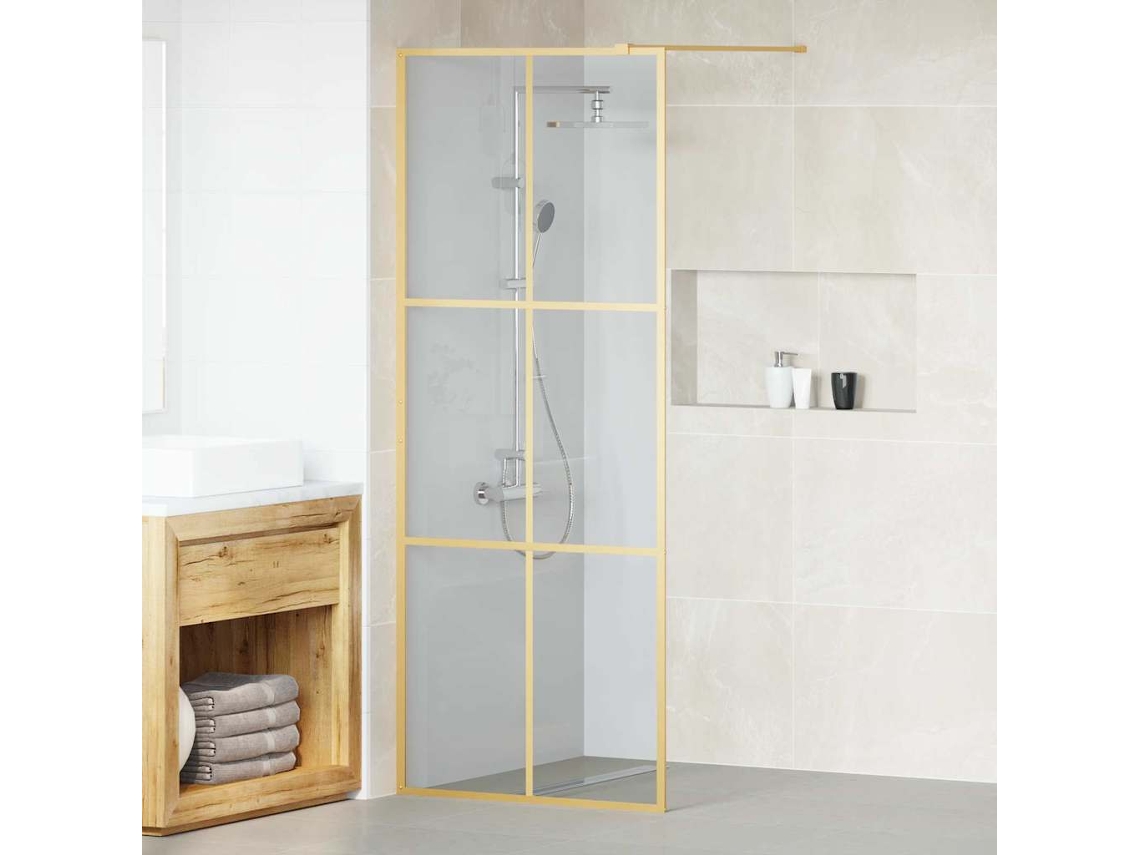 Vidaxl Parede De Chuveiro Walk-in Ouro 80 X 195 Cm Vidro Temperado