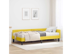 Vidaxl Estrutura De Cama De Canto Com Colchão 2 Unid. Amarelo Veludo