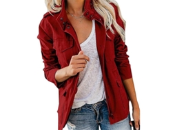 Chaqueta Militar Fasst para Mulher, Botões de Pressão, Utility, Outono Inverno
