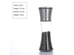 Moedor Manual de Sal e Pimenta em Aço Inoxidável Agitador para Cozinha-200Ml Tampa Prateada de Aço Inoxidável LUUCOZK