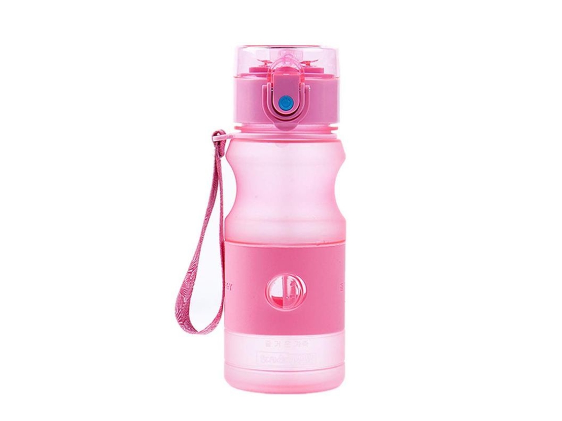 Rebe botella Deportiva Linjou, Bonita e Transparente, Anti fugas, 420ml Rosa