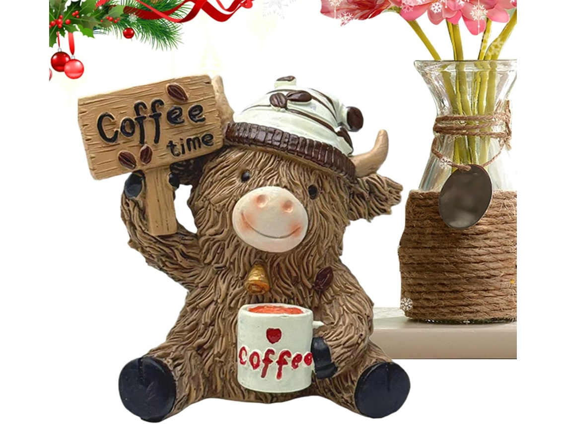 Estatueta De Vaca Em Resina Com Tema De Café Para Decoração De Casa |