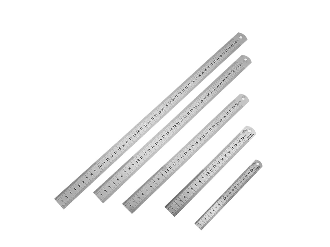 1 Régua De Metal Em Aço Inoxidável 15cm, 20, 30, 40e 50cm, Ferramenta De Medição Precisão Dupla Face 200mm