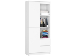 Estante Branca Mat Reg-bia R11 80x180cm Com 7 Prateleiras E 2 Gavetas, 1 Porta