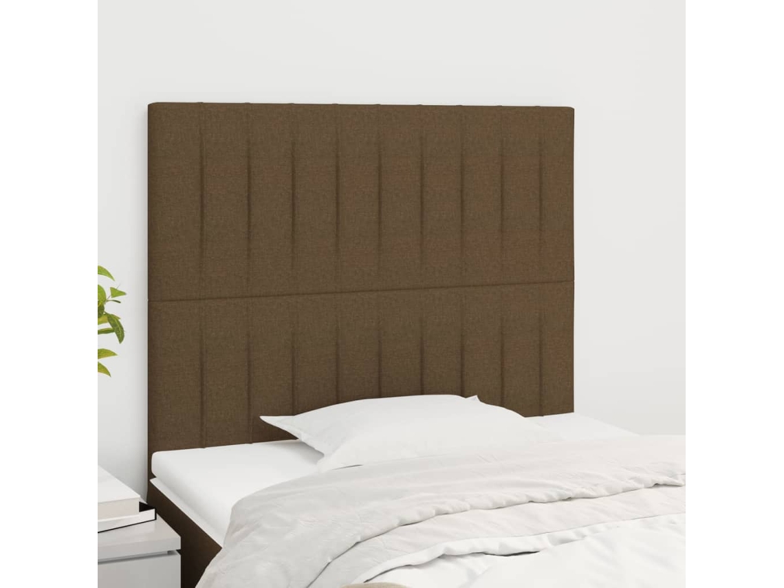 Vidaxl Cabeceira 90x5x118/128 Cm Tecido Castanho Escuro