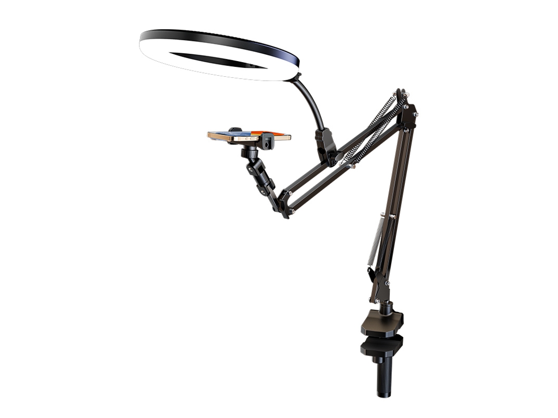 Suporte De Celular Profissional Para Filmagem De Cima, Com Luz Complementar Sfushos (suporte De Clip Luz Sem Sombra 26cm Controle Remoto)