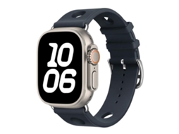 Bracelete para Apple Watch 46/49/45/44mm Silicone Preta com Furos para Fivela e Textura Escada Azul Meia noite XIAOMOYU