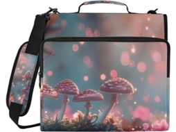 Bolsa organizadora com estampa de sapoti e borboleta, feita com 3 argolas, ideal para escola e trabalho, resistente.