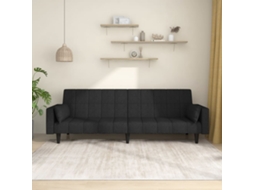 Vidaxl Sofá-cama 2 Lugares Com Duas Almofadas Tecido Preto