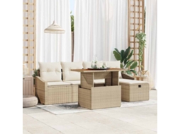 Vidaxl Conjunto De Sofá De Jardim 6 Unid. Bege Vime Pe