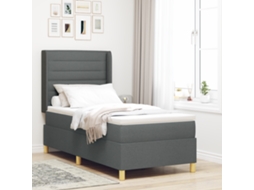 Cama Box Com Colchão Cinza Escuro 80x200 Cm Tecido
