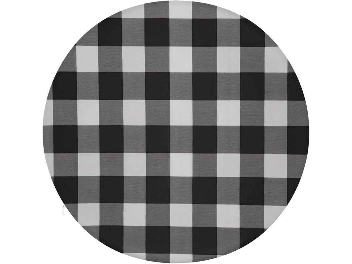 Almofada Redonda De Algodão Com Espuma Viscoelástica, Xadrez Preto E Branco, Almofada Grossa Para Assento, Almofada