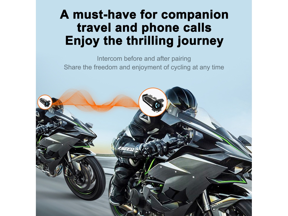 Intercom Bluetooth EOOCOO para capacete de moto com suporte FM