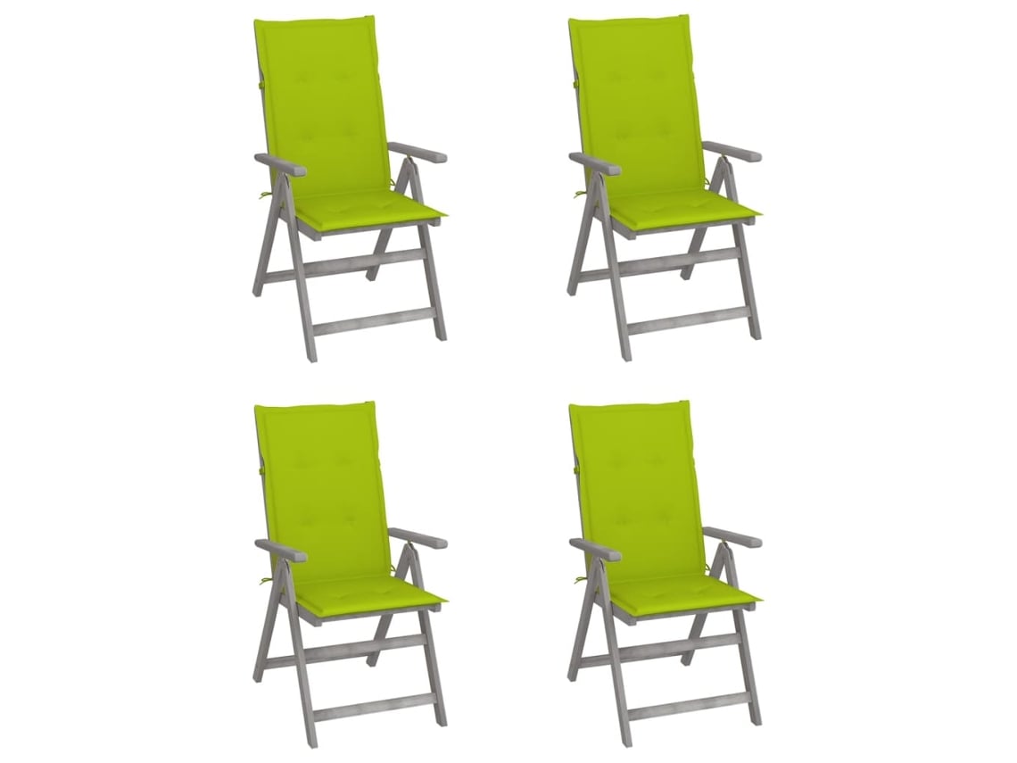 Vidaxl Cadeiras Jardim Reclináveis C/ Almofadões 4 Pcs Acácia Maciça