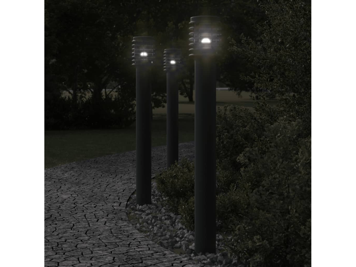 Vidaxl Candeeiro De Chão Para Exterior 110 Cm Aço Inoxidável Preto