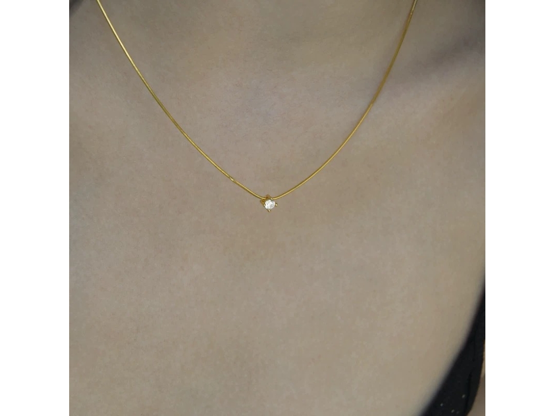 Lágrimas de Sereia em Prata Pura S925, com Zircão Único de 4 Mm, Brilho Intenso e Acabamento Extremamente Fino, Colar MDUG (dourado)