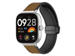 Bracelete para Redmi Watch 6 / 5 / 4 Fecho Magnético Estampa Crazy Horse Marrom Claro XIAOMOYU