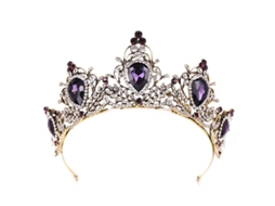 Tiara De Cristal Púrpura De Lujo De Diseño Barroco Con Piedras Para Novia, Compromiso Y Fiestas