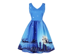 Laxiscreed Vestido Midi Vintage De Natal Sem Mangas Com Decote V Para Mulheres, Tamanho L