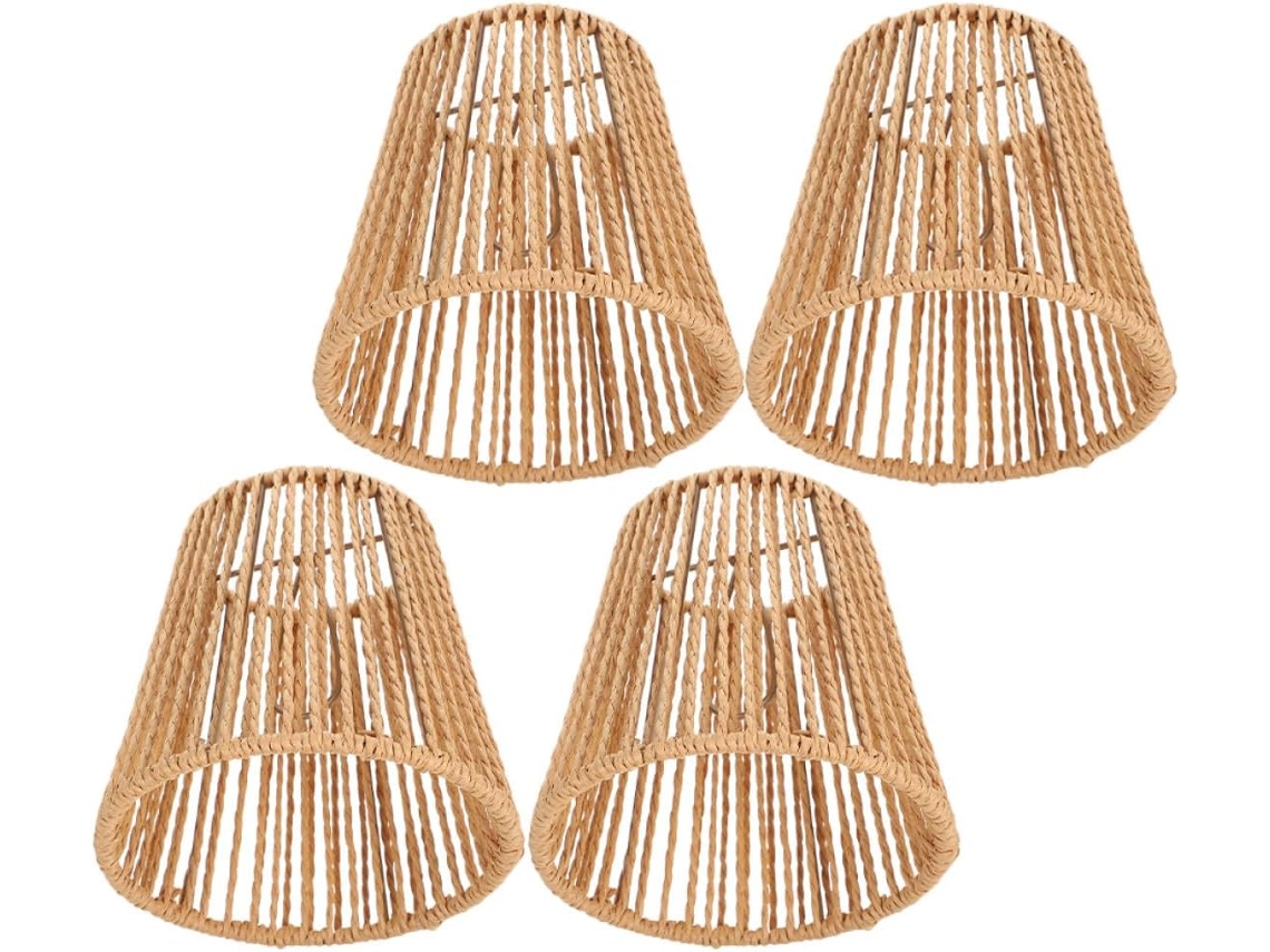 Conjunto de 4 Miniaturas de Enfeites para Pendurar, Feitos À Mão com Corda de Papel Trançada, Imitando Rattan Sintético. SFUSHOS