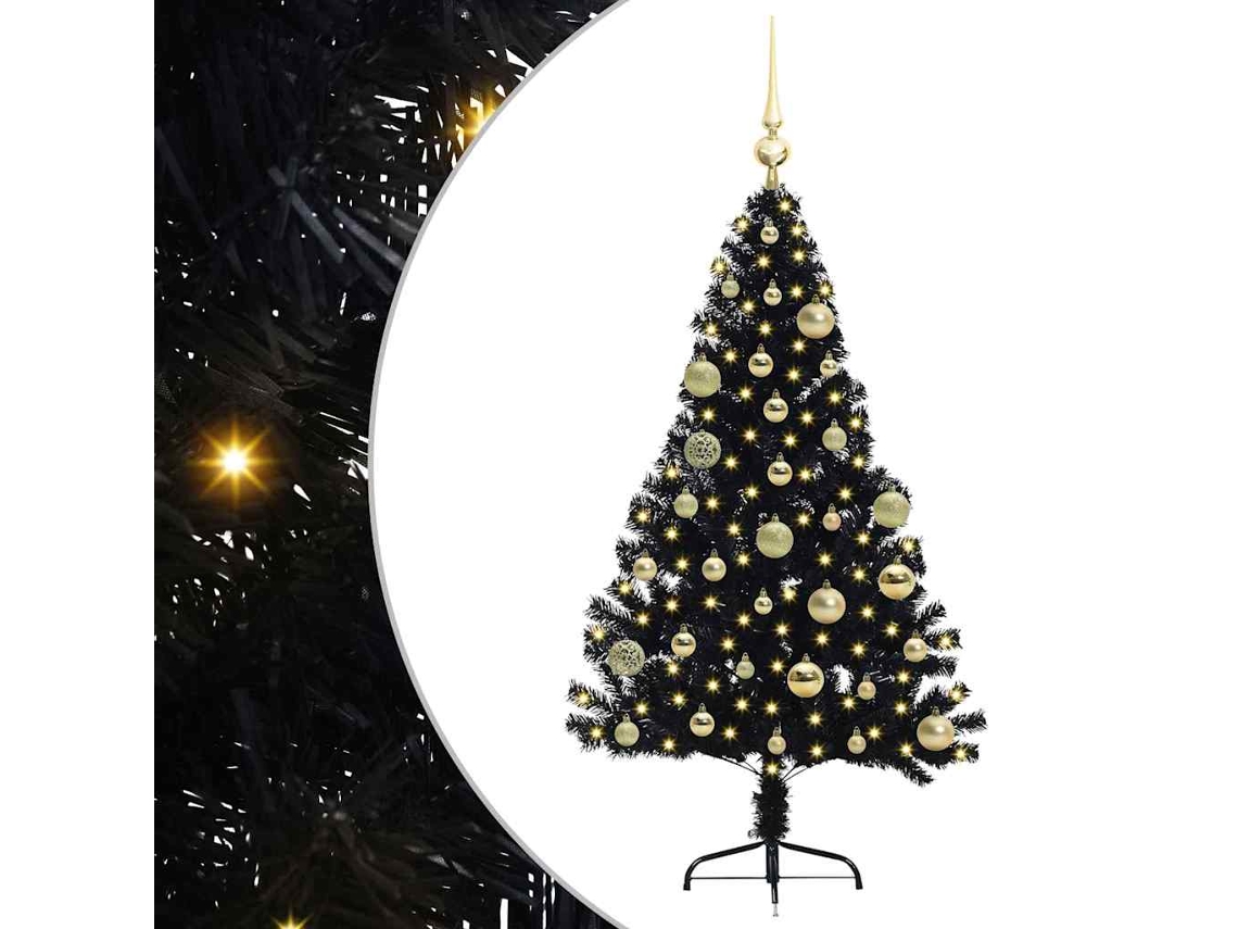 Árvore De Natal Artificial Iluminada Vidaxl Preto Pvc (120 Cm)