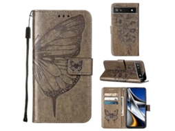 Capa De Couro Com Estampa De Borboleta Em Relevo Para Google Pixel 6a 5g