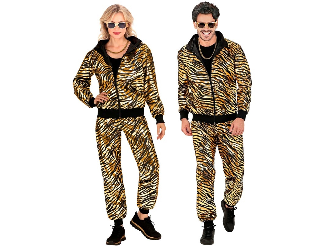 Traje de treino de moda de festa metálica dourada adulta
