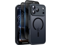 Capa Magnética Para Iphone 17 Pro Max, Transparente Fosca Com Fina E Resistente A Impactos, Preta