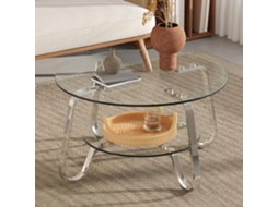 Mesa Centro Retrô Metal Vidro Temperado Camada Dupla Elegante