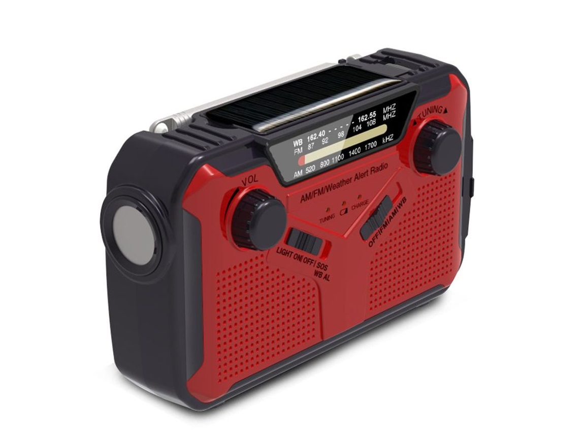 Rádio Portátil Am/fm com Energia Solar e Manivela AQUAFORGE