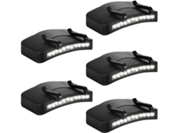 Kit Com 5 Lanternas De Cabeça Clipe Para Boné, 11 Leds, Mãos Livres,