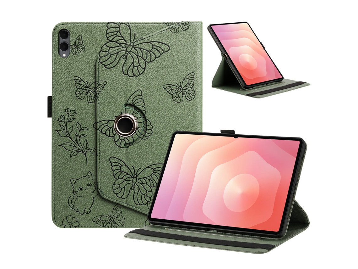 Capa protetora resistente a impactos com estampa de borboleta da Digitallab para Samsung Tab S12 Plus de 12,4 polegadas (verde)