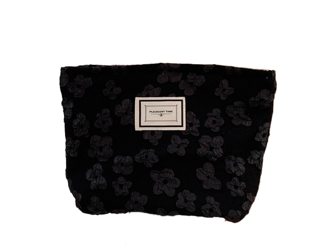Nécessaire De Mulher Maquiagem Capacidade Estoque Viagem Zíper Preto (9.84x7.2x1.97polegadas/9.84x7.2x5cm)