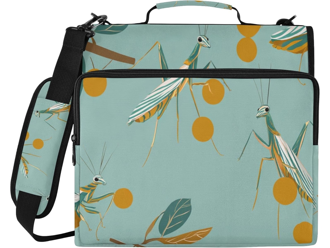 Pasta Resistente De 3 Argolas 1, 5 Polegadas Com Zíper, Alça, Vários Bolsos E Bolsa De Armazenamento Portátil Casa