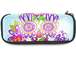 Organizador retrô com estampa mexicana de caveira e flores, grande capacidade, ideal para guardar canecas. Bolsa indispensável.