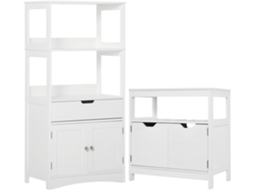 Conjunto Móveis Casa De Banho Mdf Cor Branco 60x33x122.5 Cm Kleankin