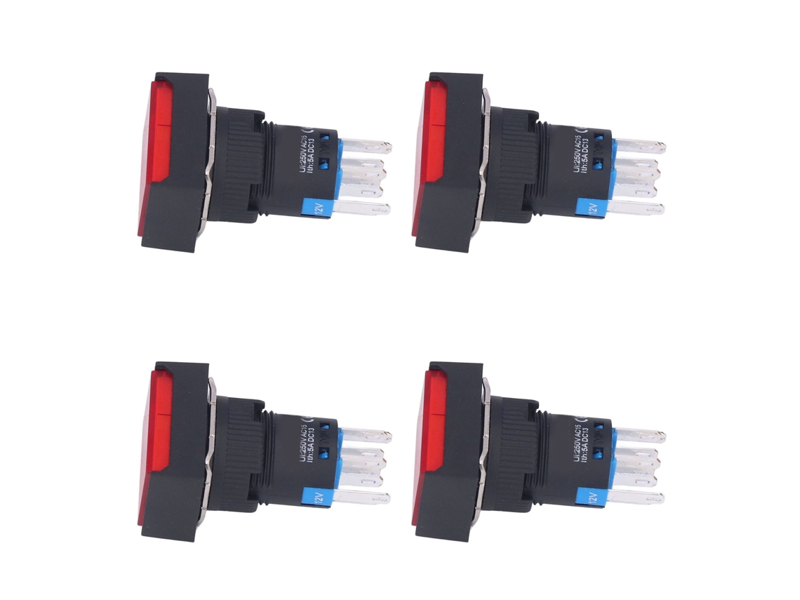 Interruptor Push button Auto bloqueio 16mm 12v Vermelho