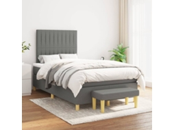 Vidaxl Cama Com Molas/colchão 120x200 Cm Tecido Cinzento-escuro