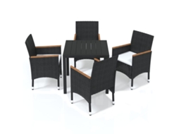 Dining Set, Dining Sets Vidaxl Preto Rattan / Vime (mesa Com 80 Cm De Comprimento)