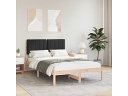Vidaxl Estrutura De Cama Com Cabeceira Estofada Natural E Preto