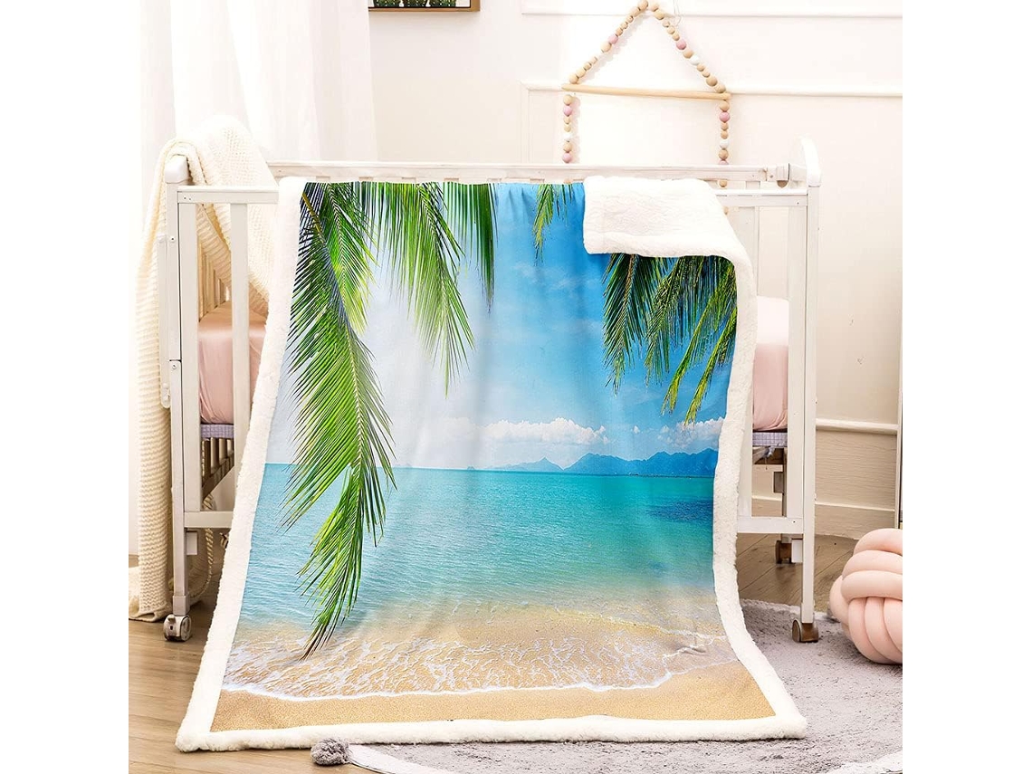 Manta Estampa de Paisagem com Ondas da em Microfibra 150x200cm