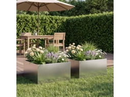 Vidaxl Vaso De Jardim 2 Unid. Prateado 60 X 60 X 30 Cm Aço Inoxidável