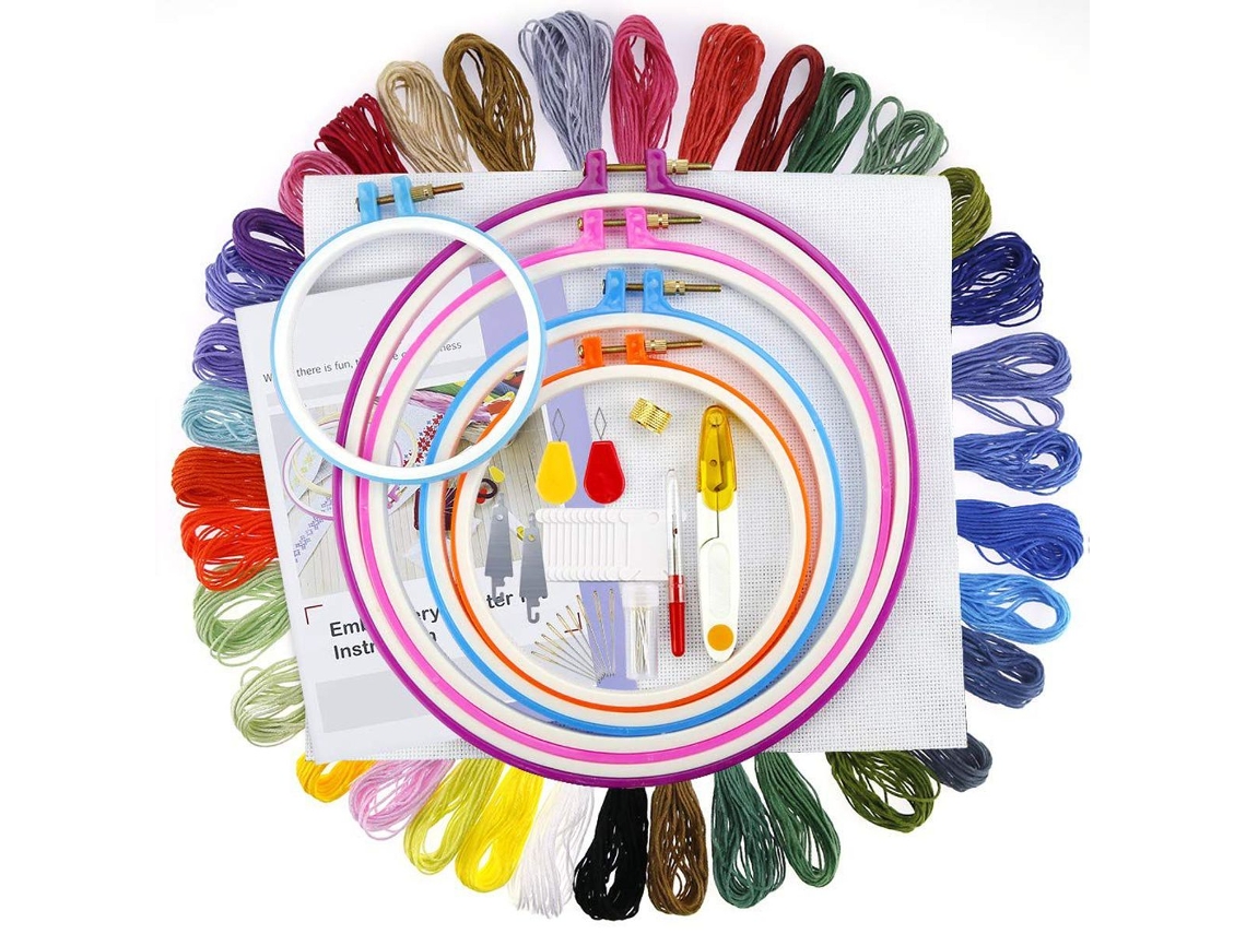 Lurelia Kit Bordado Ponto Cruz Iniciante Algodão 5 Peças 12 X 18 Polegadas 36 Fios Branco Para Tricô Com Bastidor