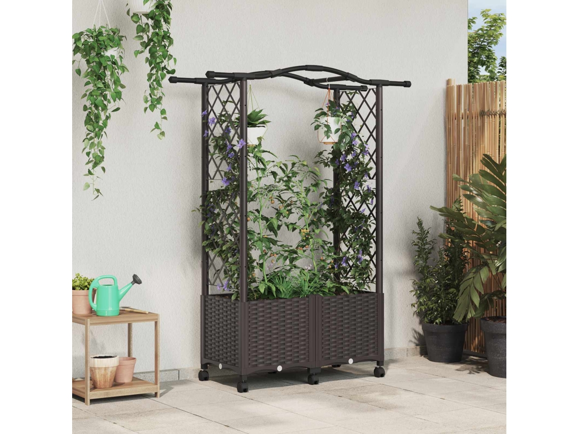 Vidaxl Cama Elevada Com Treliça E Telhado Castanho 125 X 40 X 144 Cm