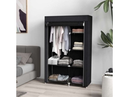 Armário de Tecido Portátil, Aço e Pp, 6 Prateleiras, 1 Varão, Porta com Zíper, 103×43×162,5 Cm, Preto ZIWEI STORE