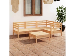 Vidaxl 5 Pcs Conjunto Lounge De Jardim Pinho Maciço