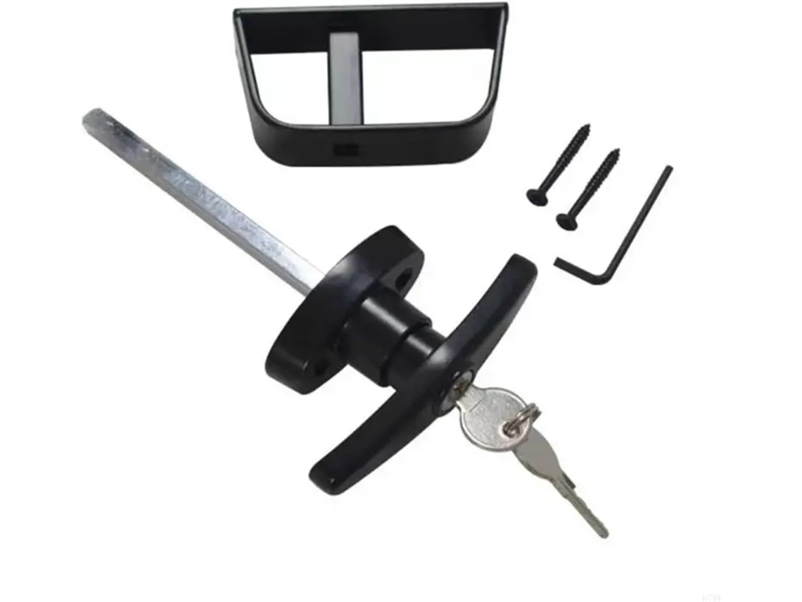 Conjunto De 6-fechaduras Porta Galpão Com Cabo Longo, Haste E Chaves Fechadura Reforçada Com Cabo Preto Para Diversas