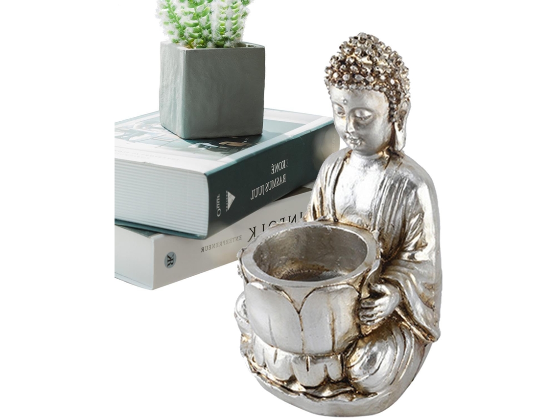 Porta velas Buda Estátua de Resina para Vela Tealight, Figura em Meditação, Ornamento de Oração Zen, Castiçal CHABERLU